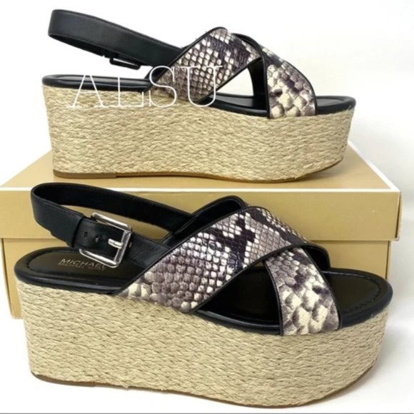 💖MEGA SALE💖Michael Kors Women's Size Sandal Jodi Mid Wedge Leather 40S8JOFS1E - Picture 6 of 15